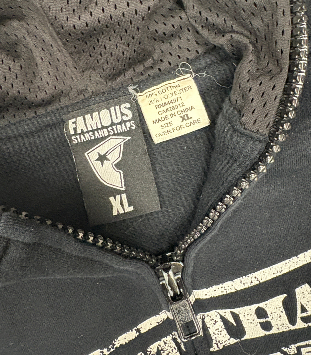 FAMOUS Stars and Straps Black Ben Franklin Head full zip hoodie mask - LARGE