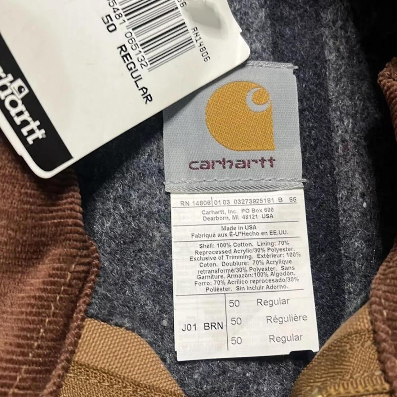 Vintage Carhartt JO1 BRN Full Zip Detroit Blanket Lined Jacket Brown - XXL