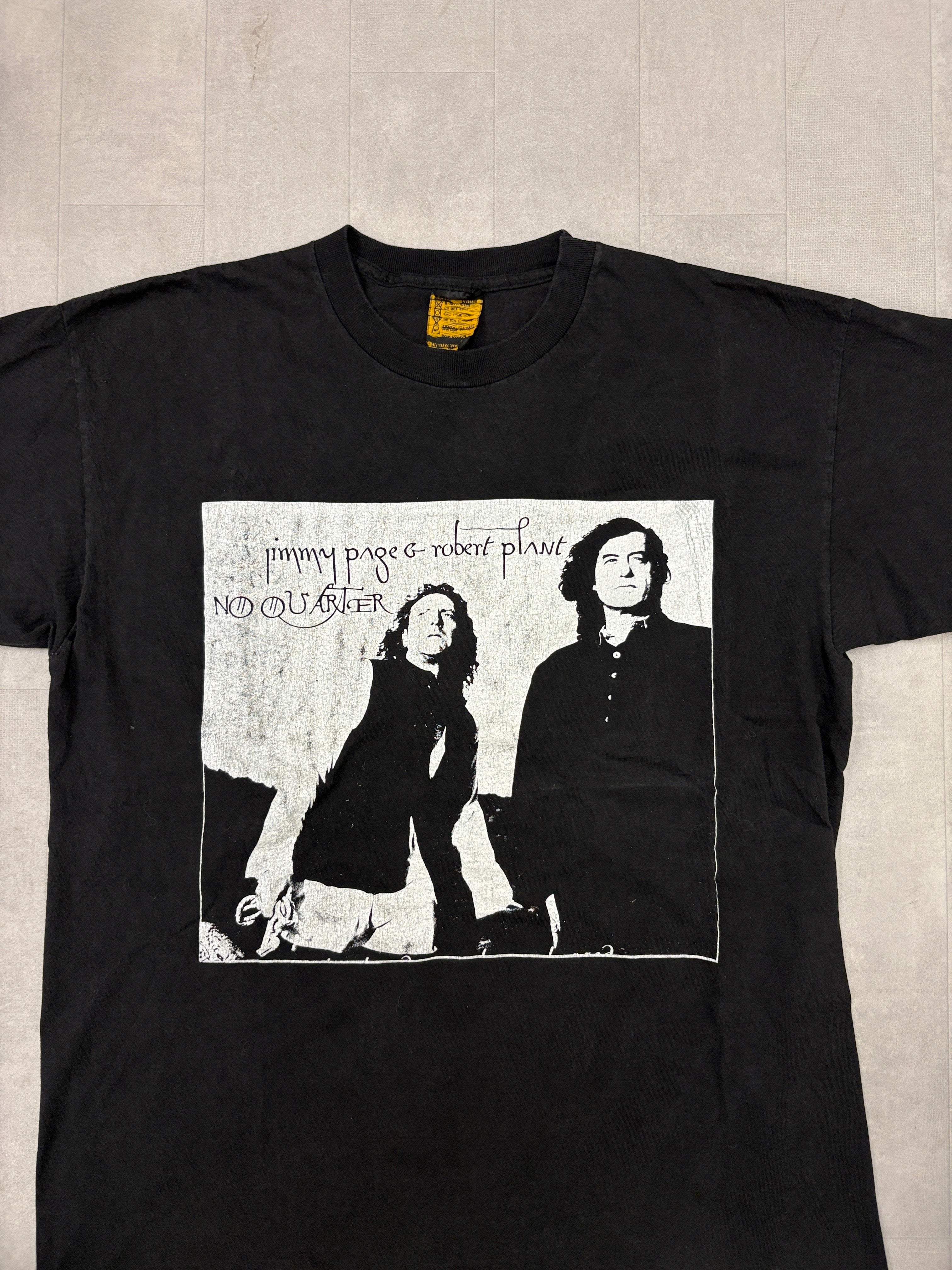Vintage Jimmy Page Robert Plant 1995 Music Tour Band No Quarter Concert Tee
