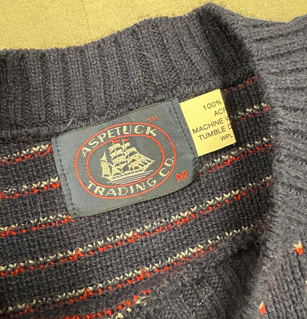 Vintage Patterned Crewneck  Sweater - MEDIUM