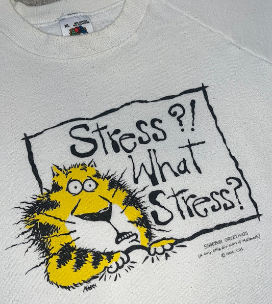 Vintage “What Stress?” Crewneck Sweater - LARGE