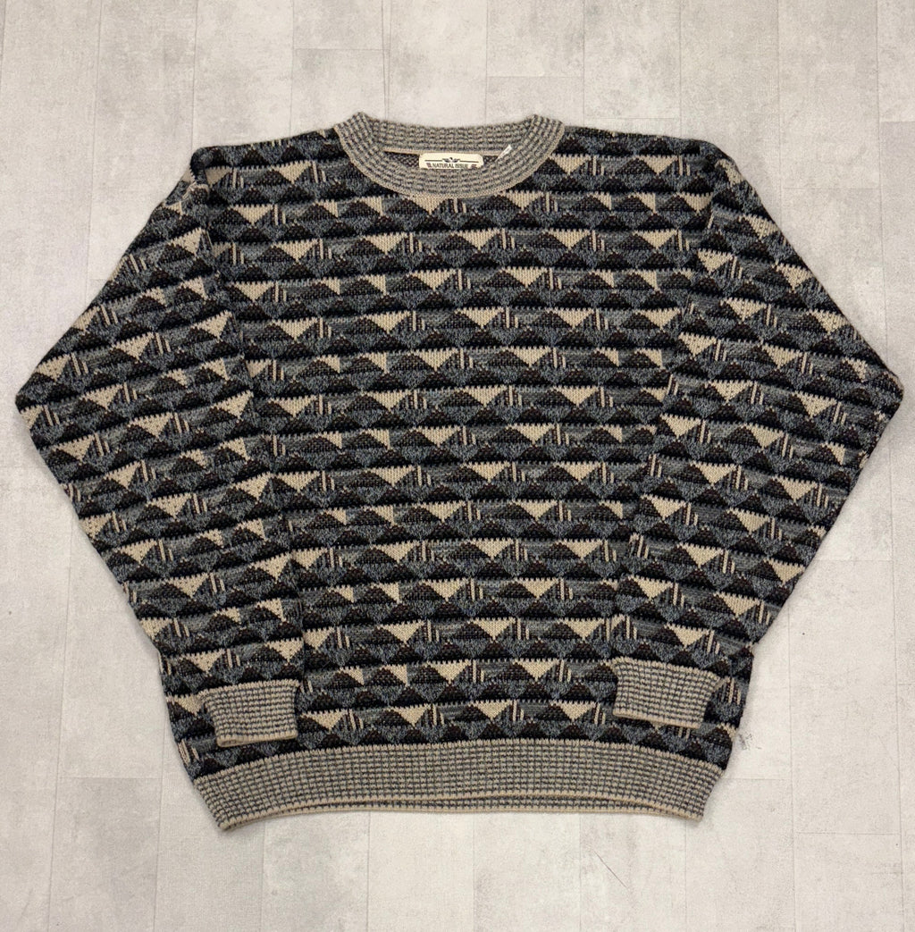 Vintage Patterned Crewneck Sweater - LARGE
