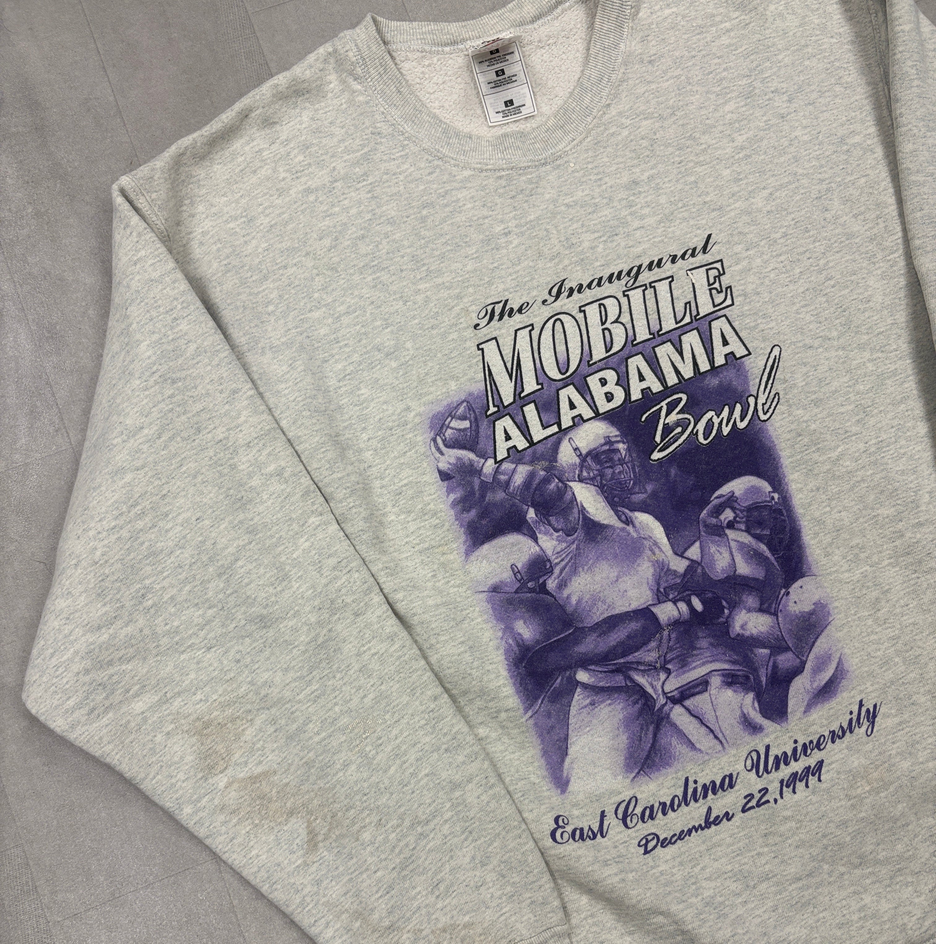 Vintage 1999 Mobile Alabama Bowl ECU Pirates Crewneck Sweater - LARGE