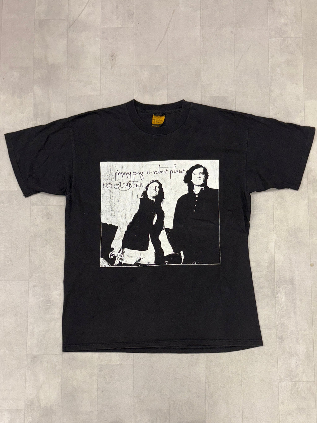 Vintage Jimmy Page Robert Plant 1995 Music Tour Band No Quarter Concert Tee