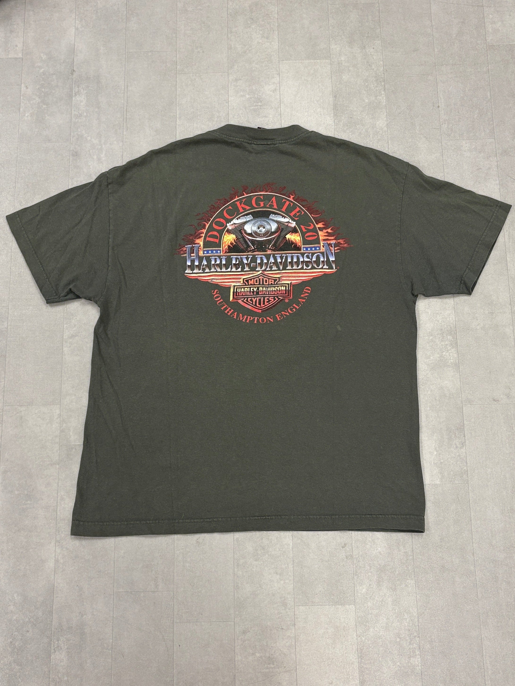 Vintage Harley Davidson Eagle Fire Southhampton England Tee