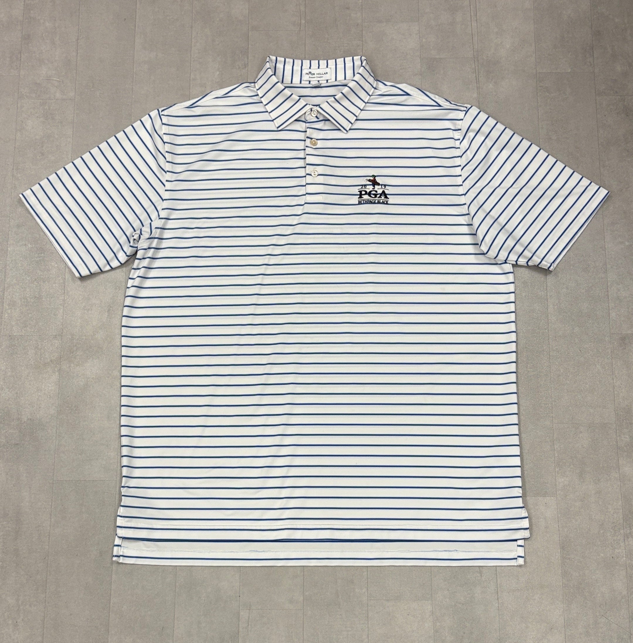 Peter Millar Summer Comfort PGA at Bethpage Black Striped Golf Polo - XL