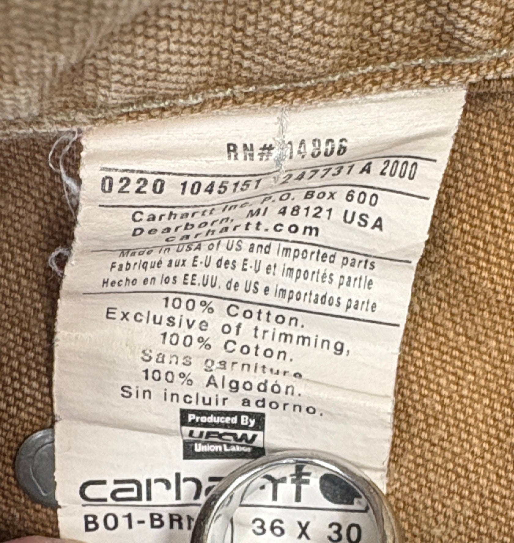 Vintage Double Knee Carhartt Canvas Pants - 36x30