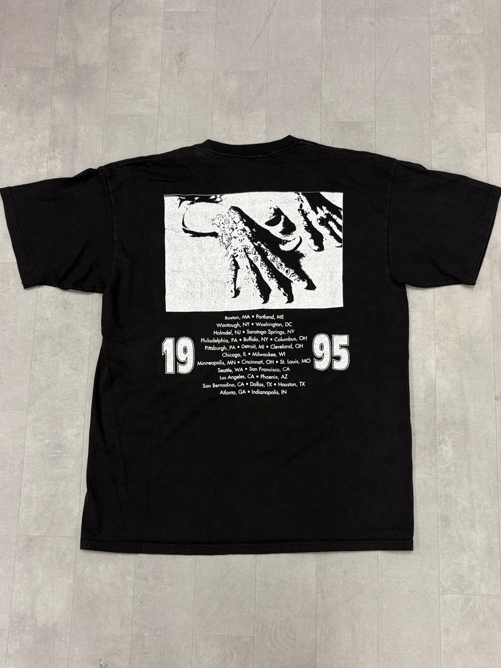 Vintage Jimmy Page Robert Plant 1995 Music Tour Band No Quarter Concert Tee