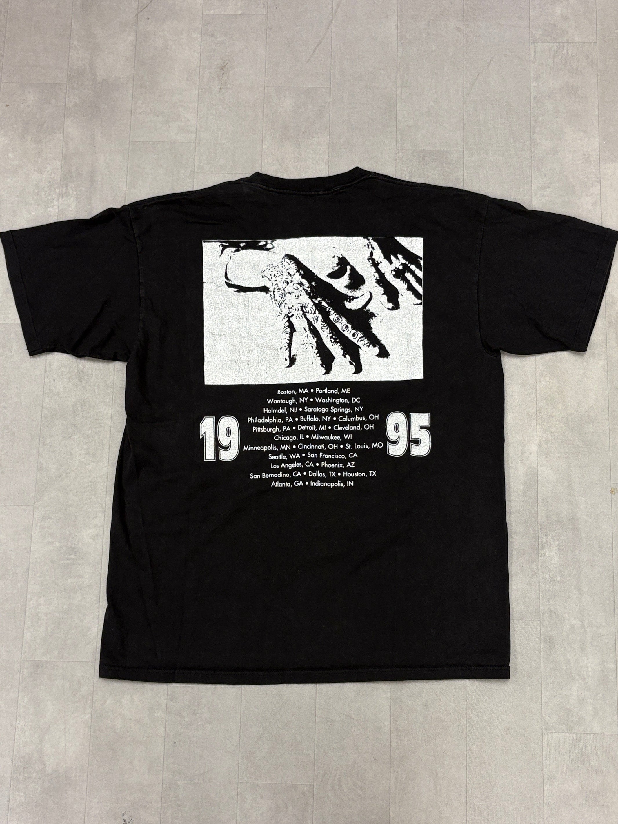 Vintage Jimmy Page Robert Plant 1995 Music Tour Band No Quarter Concert Tee