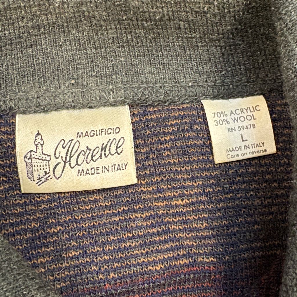 Vintage Patterned Collard Sweater - LARGE