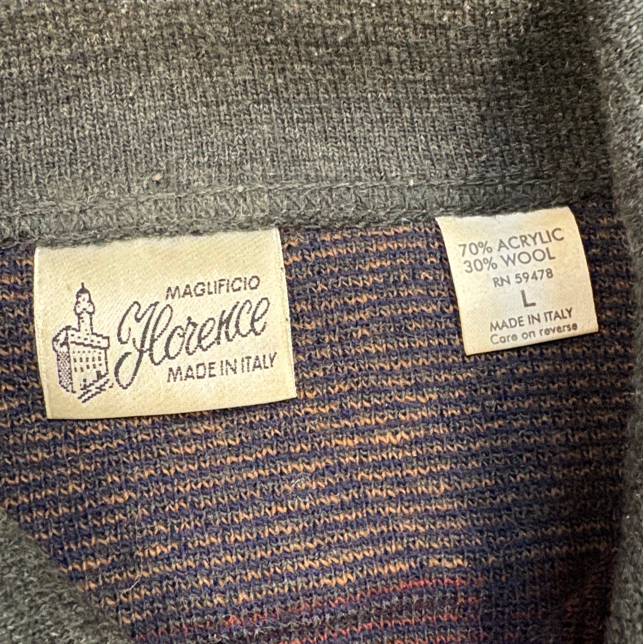 Vintage Patterned Collard Sweater - LARGE