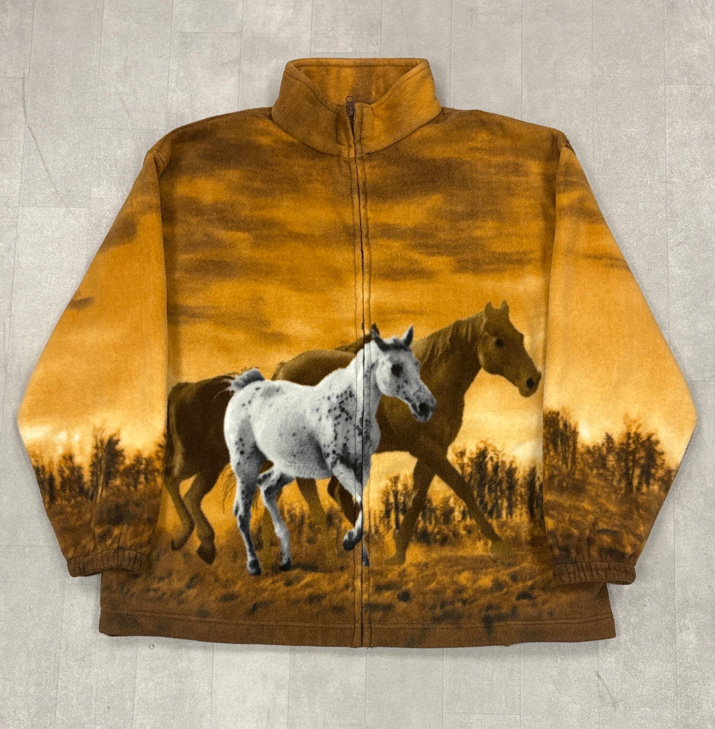 Y2K Fleece Horse Full Zip Jacket - XXL