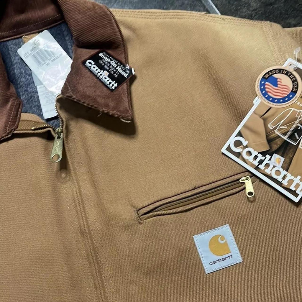 Vintage Carhartt JO1 BRN Full Zip Detroit Blanket Lined Jacket Brown - XXL