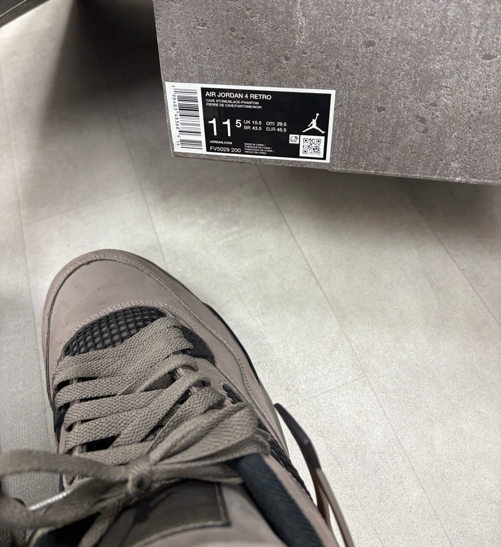 Nike Air Jordan 4 Retro Cave Stone Black Sneakers - Size 11.5