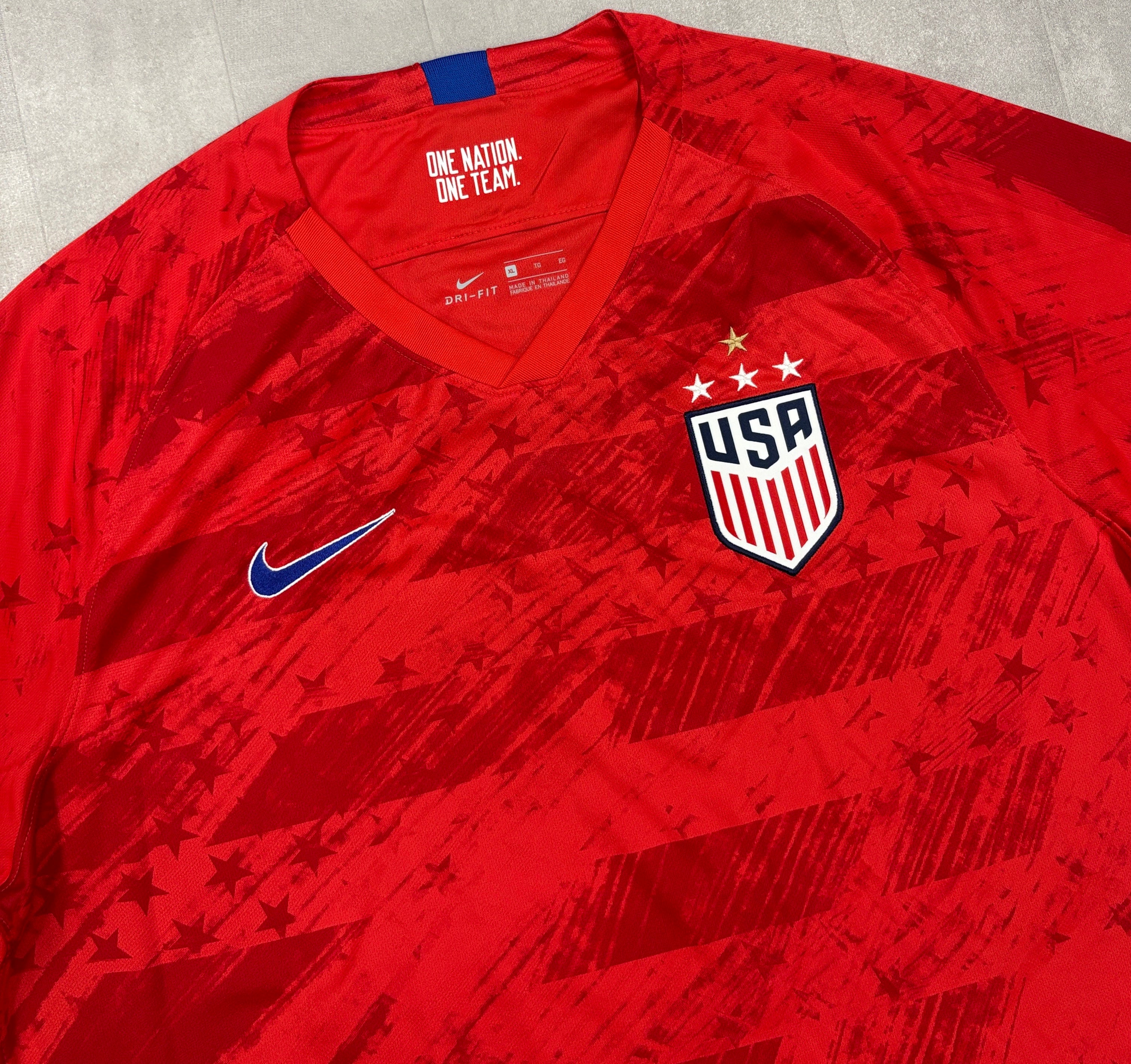 USA Soccer Jersey Red Stars Stripes Away Nike Kit 2019 World Cup - XL