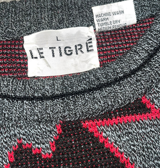 Vintage Le Tigre Patterned Crewneck Sweater - MEDIUM