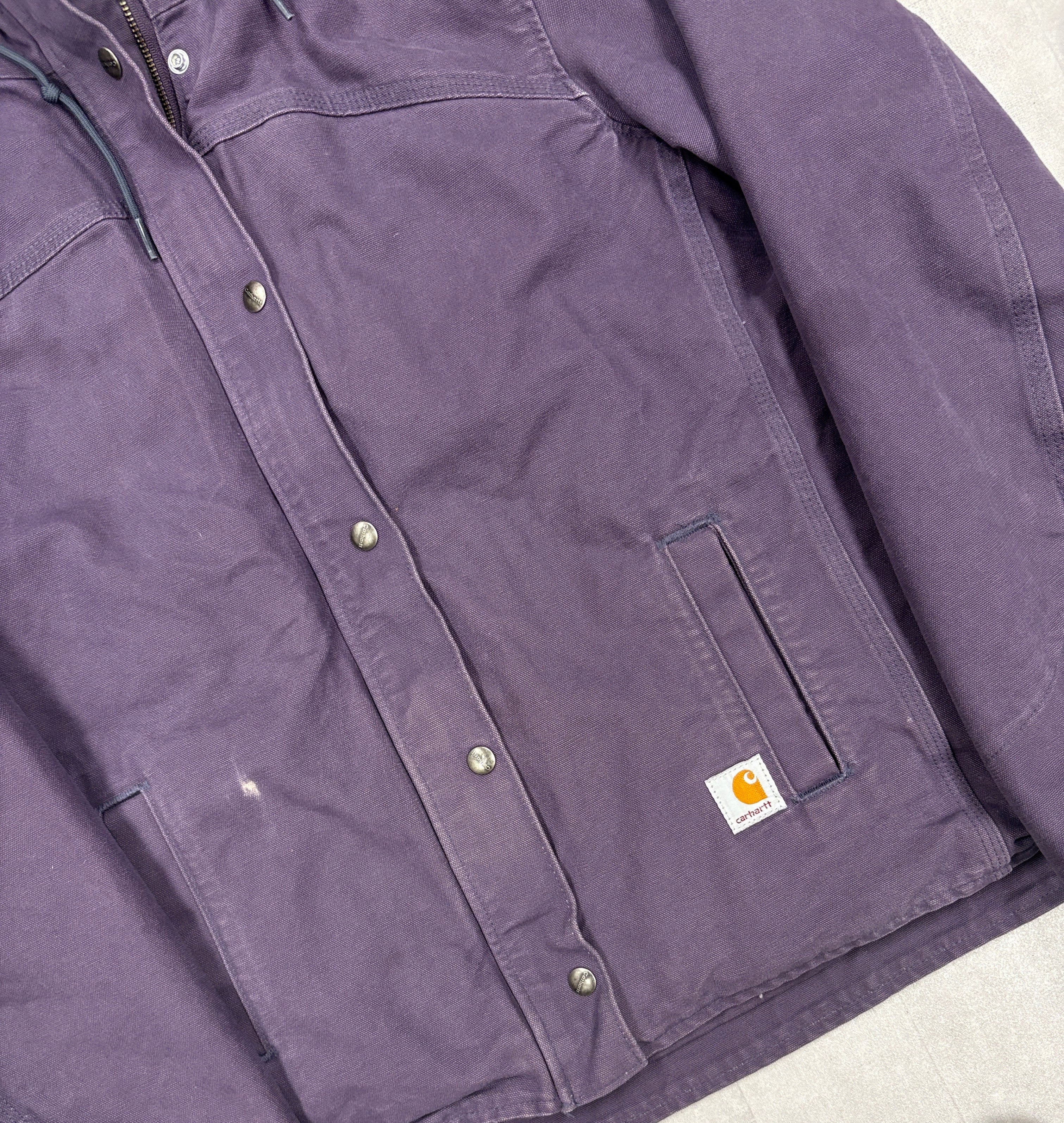 Vintage Y2K Carhartt Purple Button Up Work Sherpa Lined Jacket - WMNS LARGE
