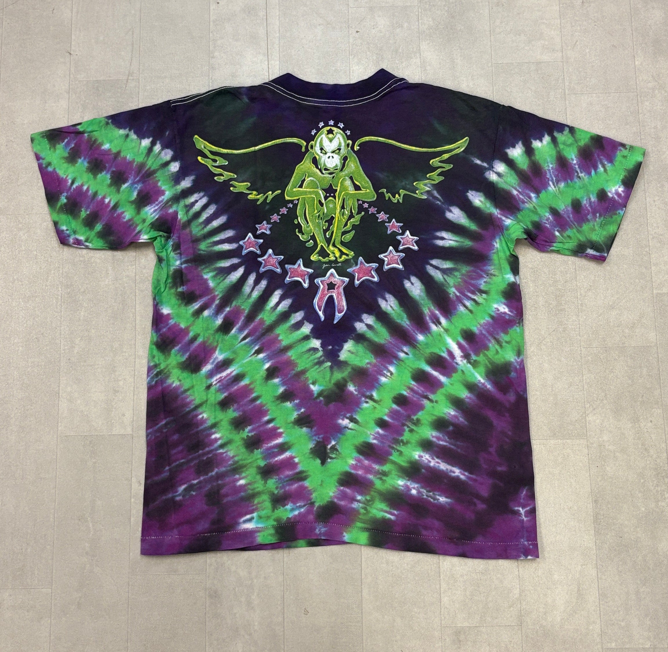 1990 Aerosmith Pump Tour Tie Dye Liquid Blue Single Stitch Tee - SMALL