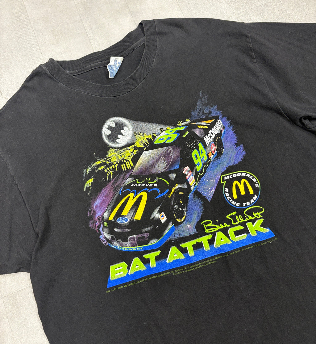 Vintage 1995 BATMAN Bill Elliot Nascar BAT ATTACK T-SHIRT McDonald's - XL