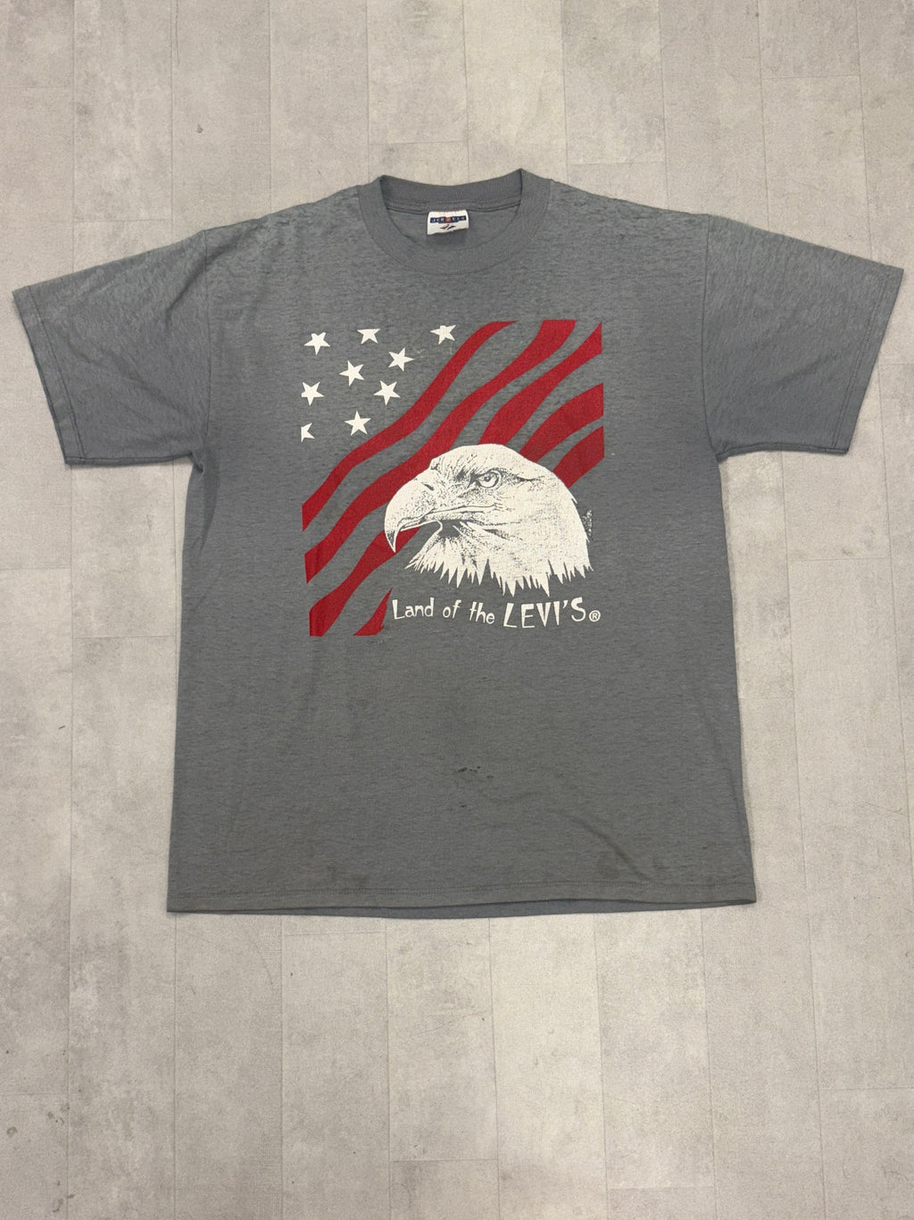 Vintage Land of the Levi’s American Flag Faded Tee