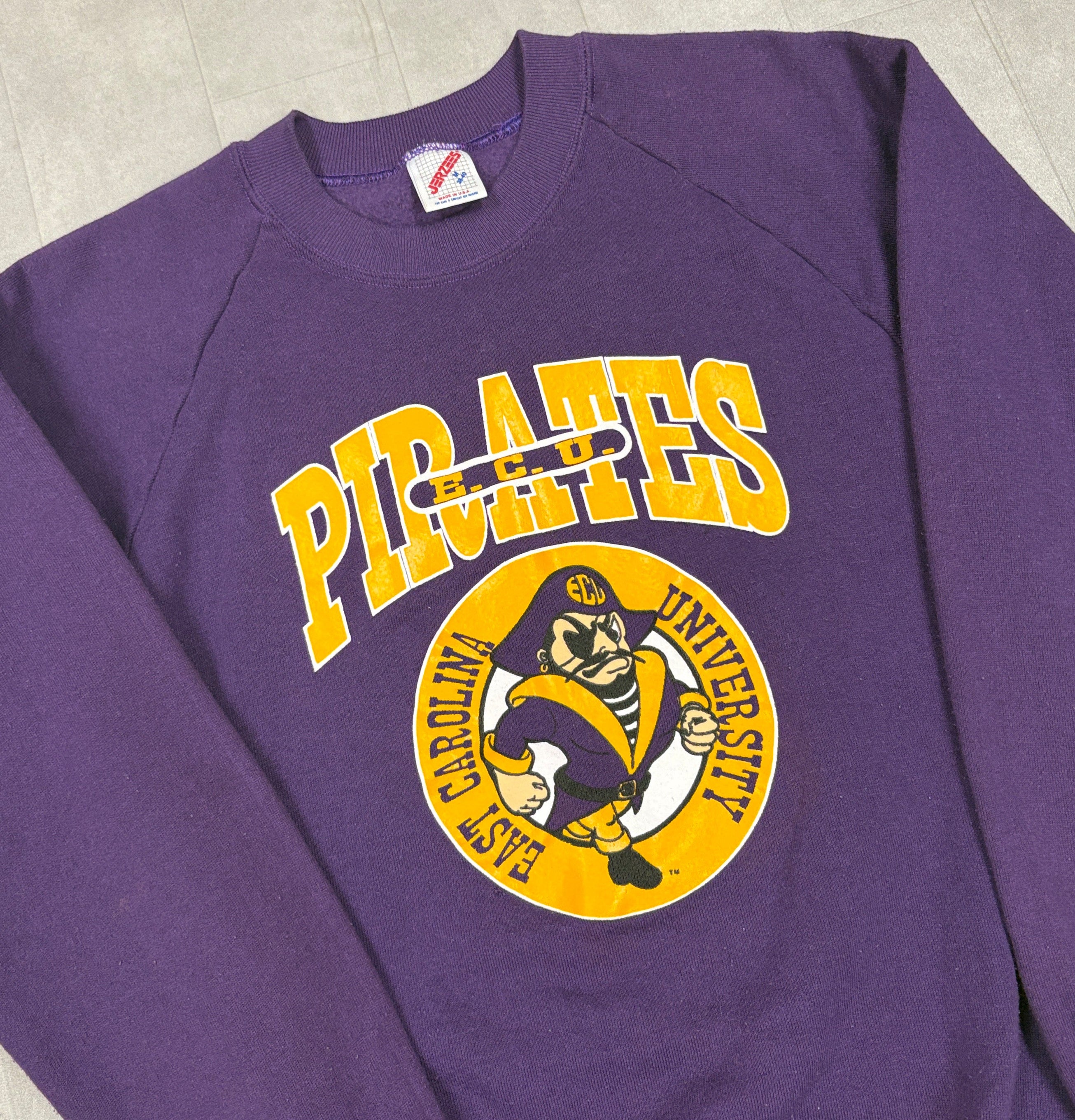 Vintage 80’s ECU Pirates Collegiate Purple Sweater - SMALL