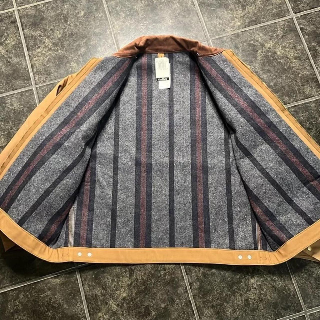 Vintage Carhartt JO1 BRN Full Zip Detroit Blanket Lined Jacket Brown - XXL