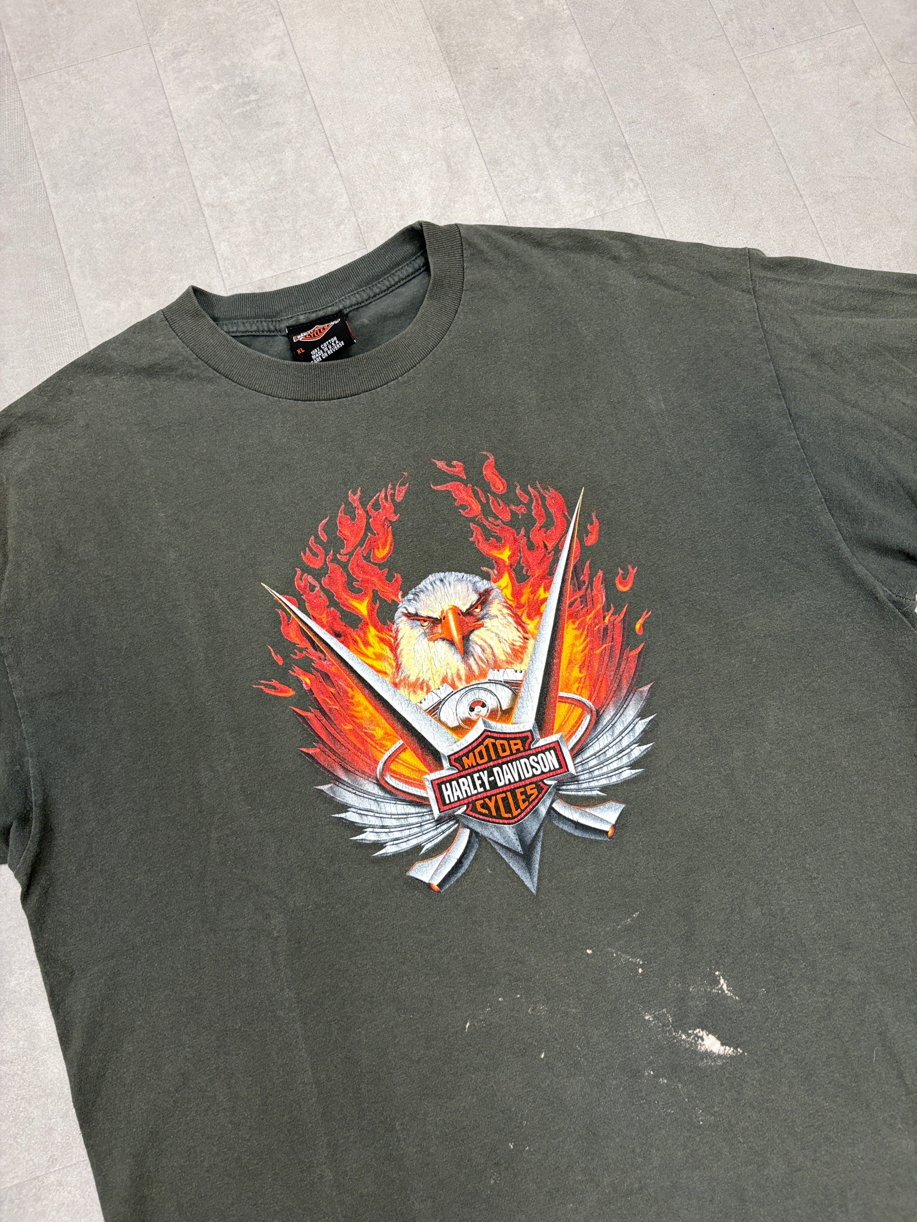 Vintage Harley Davidson Eagle Fire Southhampton England Tee