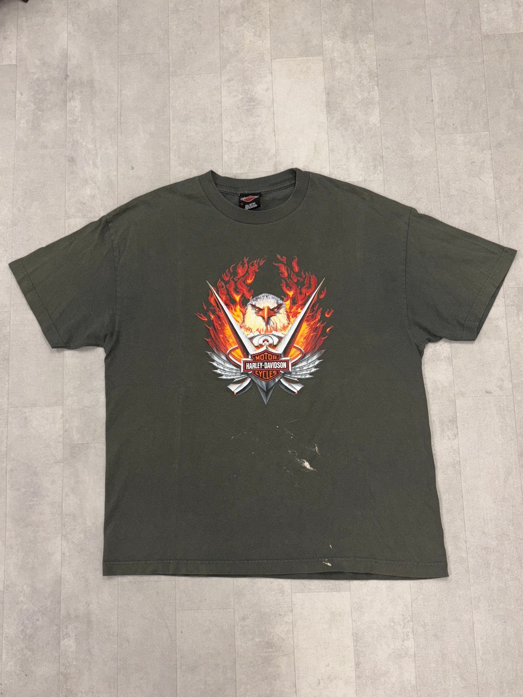 Vintage Harley Davidson Eagle Fire Southhampton England Tee