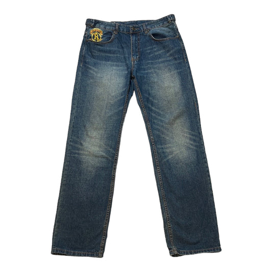 Y2K Embroidered Rugby Denim Jeans - 34x34