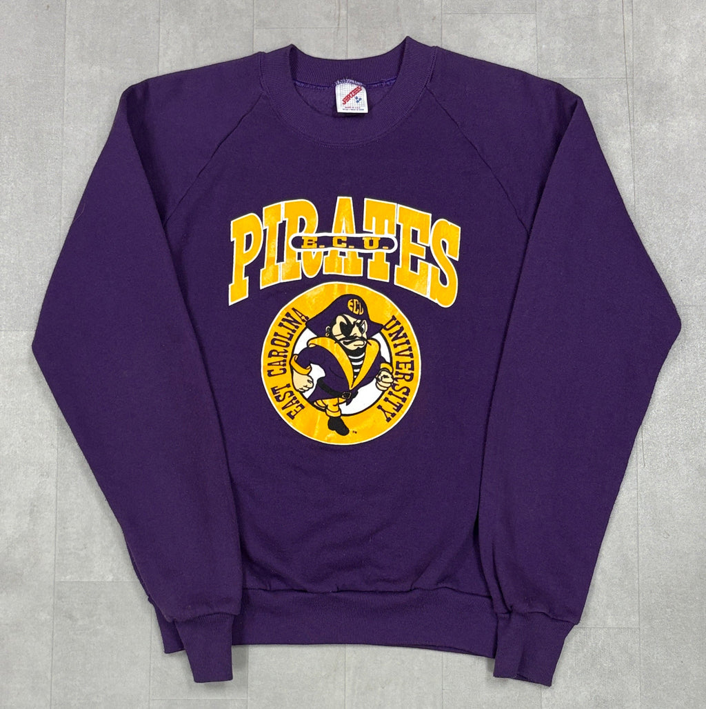 Vintage 80’s ECU Pirates Collegiate Purple Sweater - SMALL