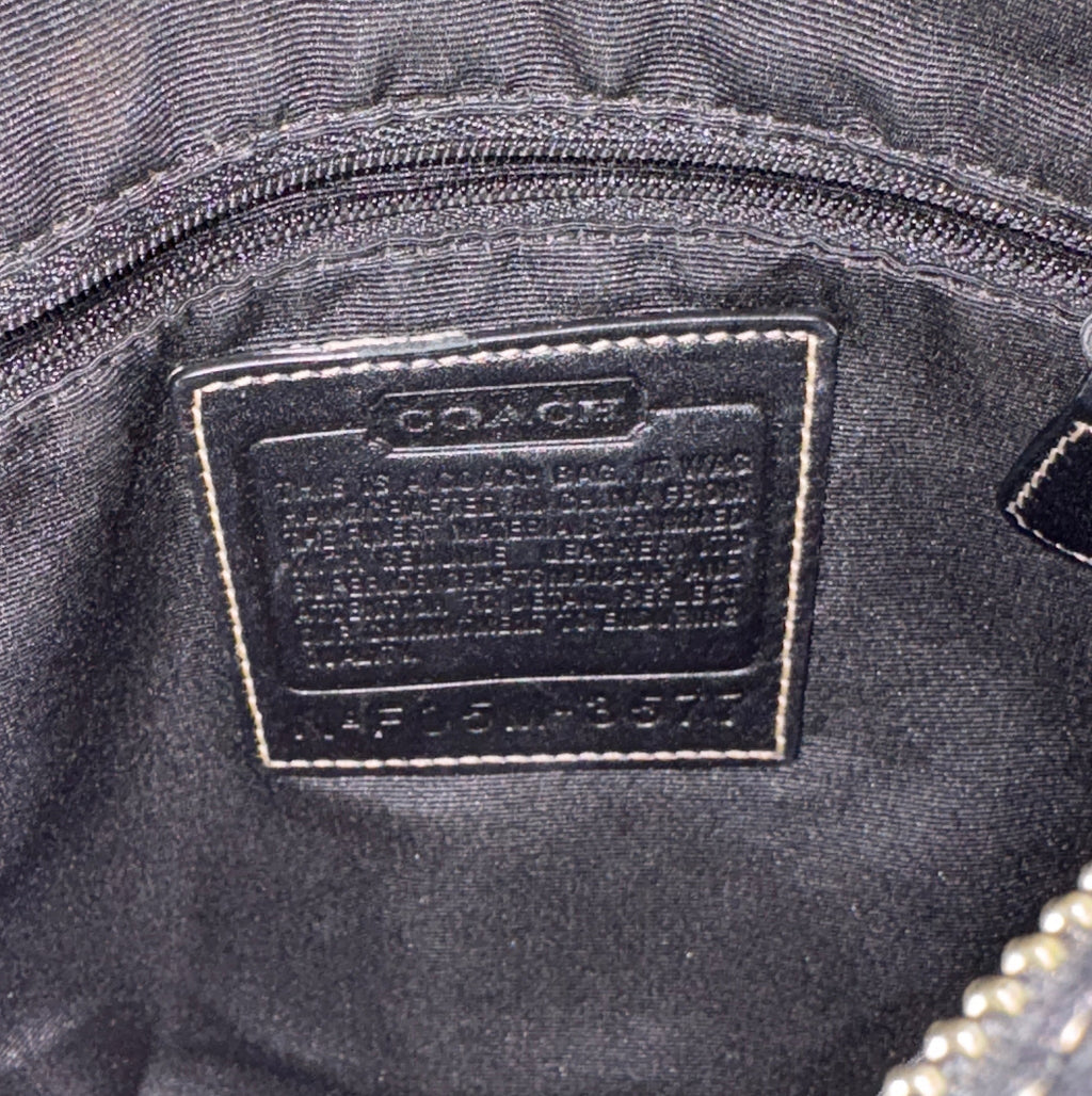 Vintage Authentic Coach SoHo Signature Slim Jacquard Fabric Shoulder Bag Black