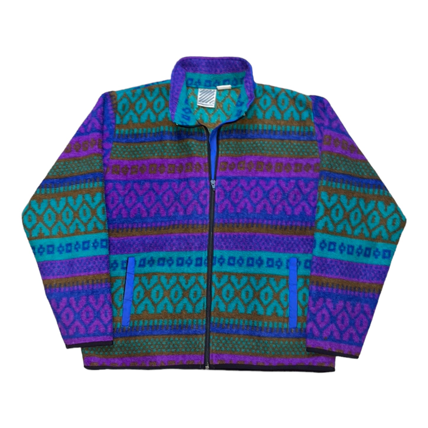 Vintage Colorful Patterned Full Zip Jacket - SMALL