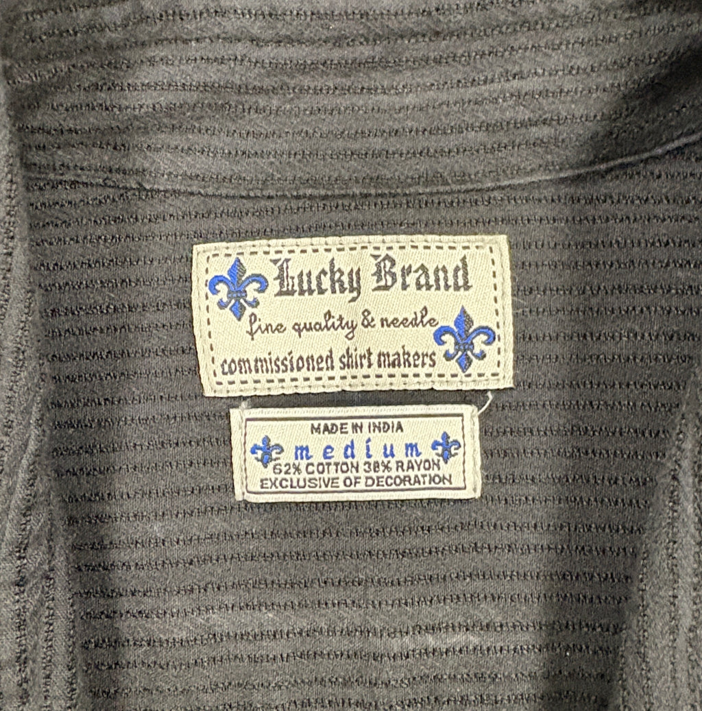 Y2K Lucky Brand Dragon Embroidered Button Up Shirt - MEDIUM