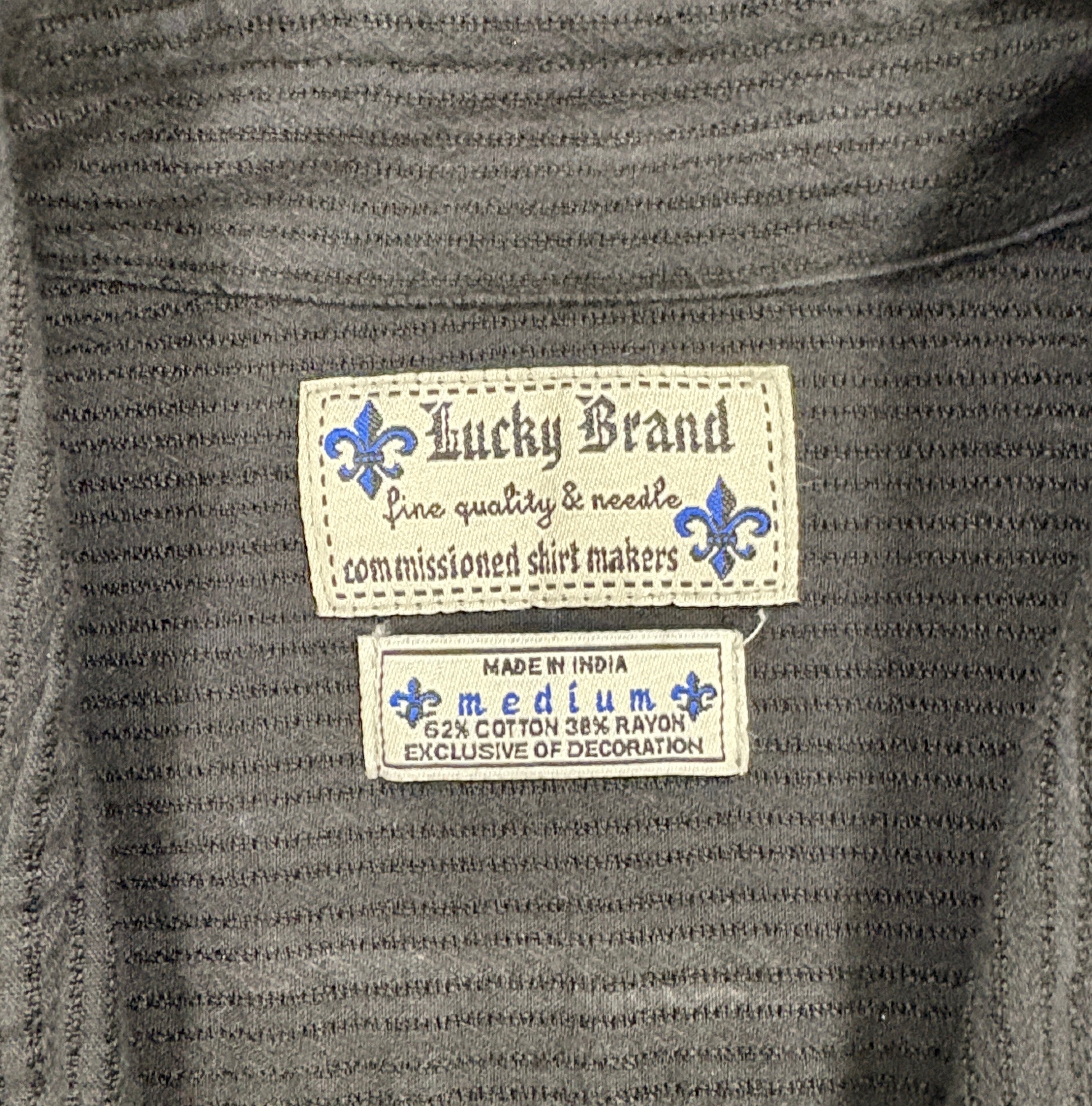 Y2K Lucky Brand Dragon Embroidered Button Up Shirt - MEDIUM