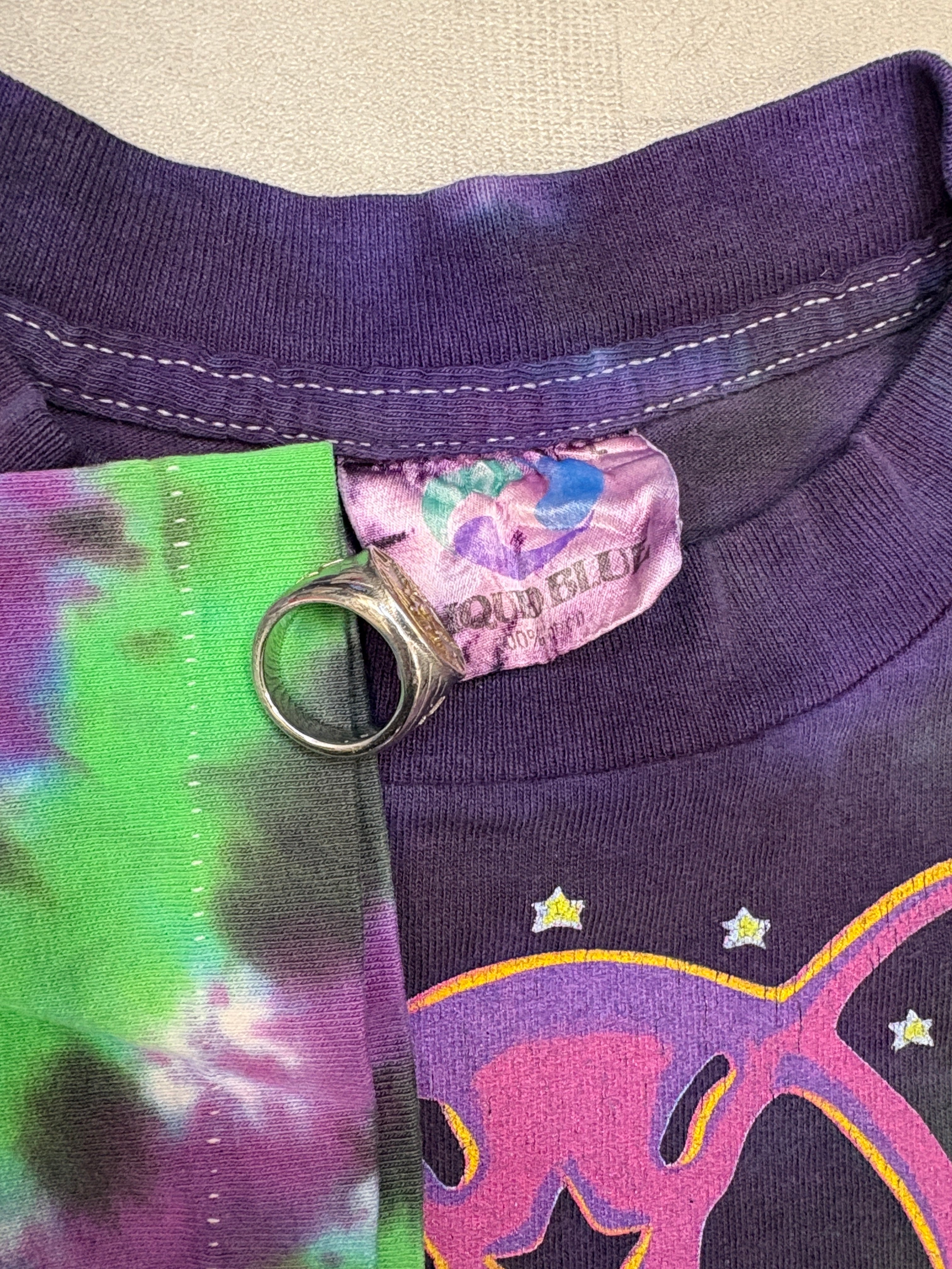 1990 Aerosmith Pump Tour Tie Dye Liquid Blue Single Stitch Tee - SMALL