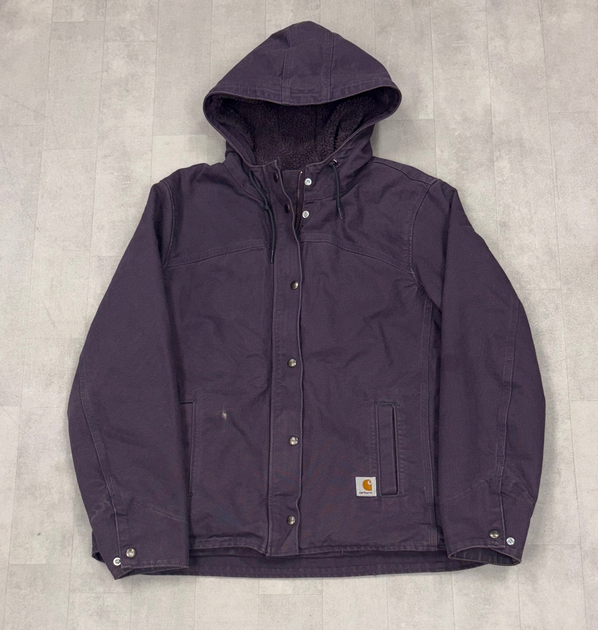 Vintage Y2K Carhartt Purple Button Up Work Sherpa Lined Jacket - WMNS LARGE