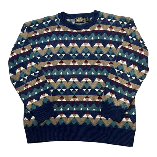Vintage Patterned Crewneck Sweater - XL