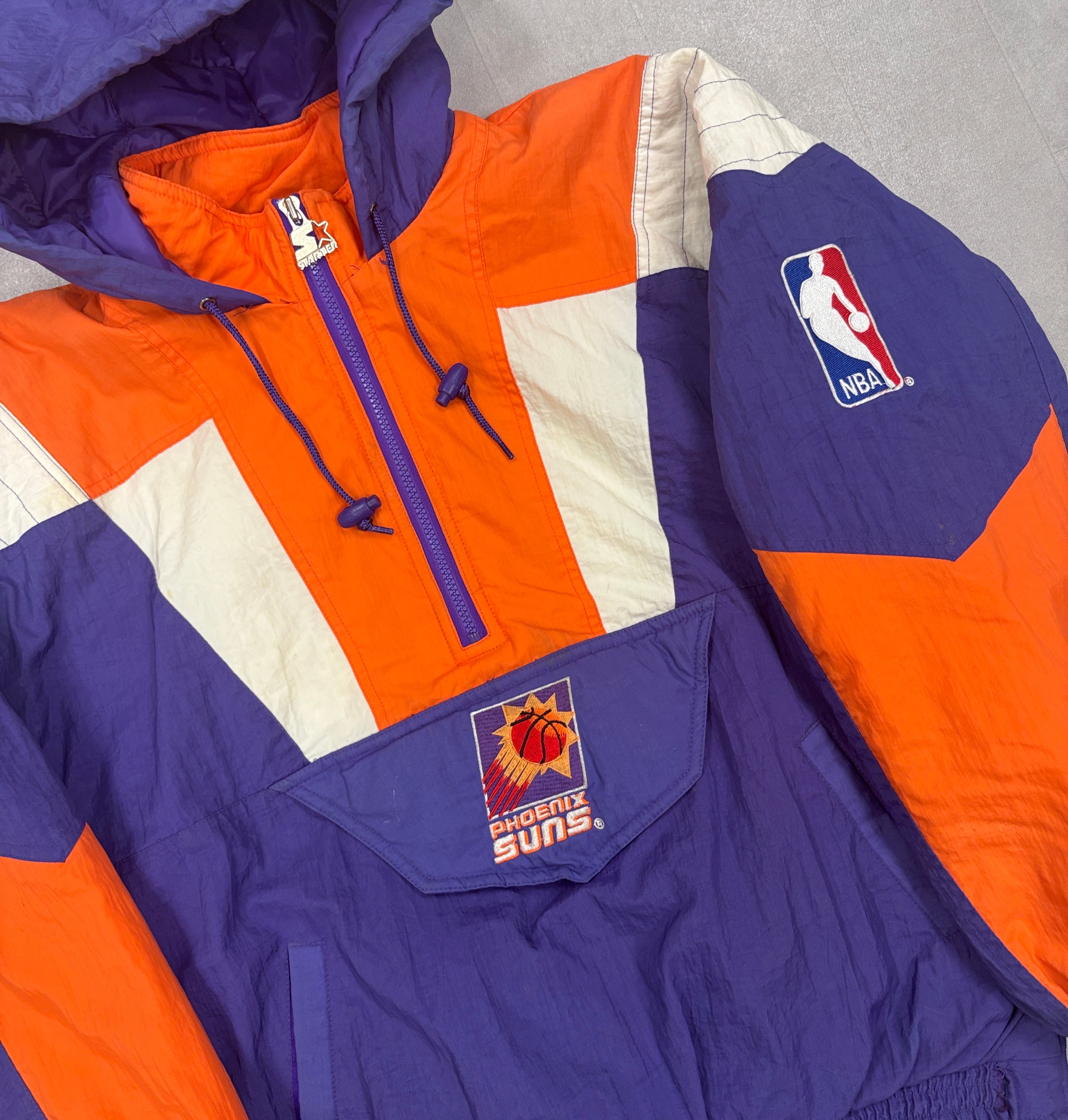 Vintage Starter Phoenix Suns Anorak Hooded Puffer Jacket - MEDIUM
