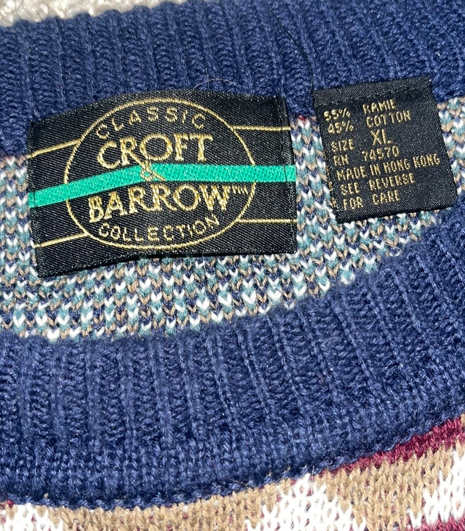 Vintage Patterned Crewneck Sweater - XL