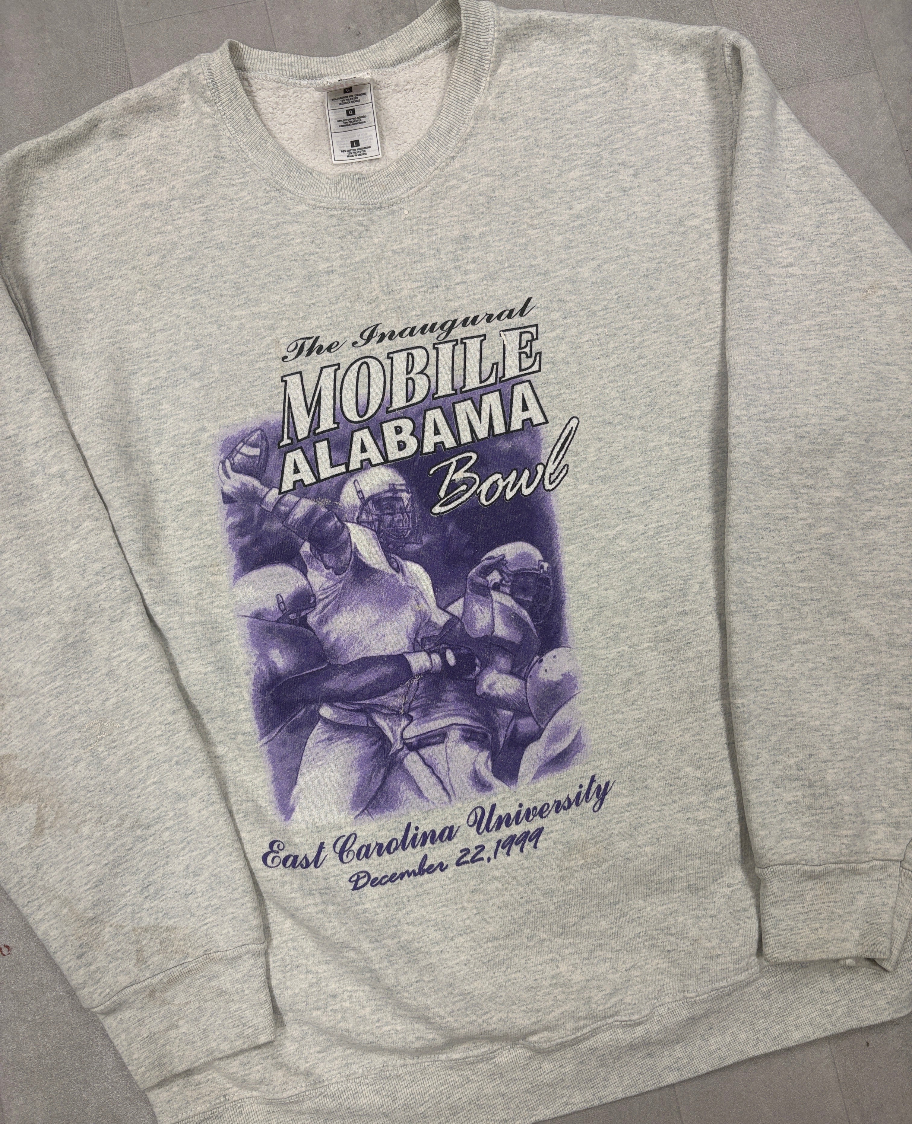 Vintage 1999 Mobile Alabama Bowl ECU Pirates Crewneck Sweater - LARGE