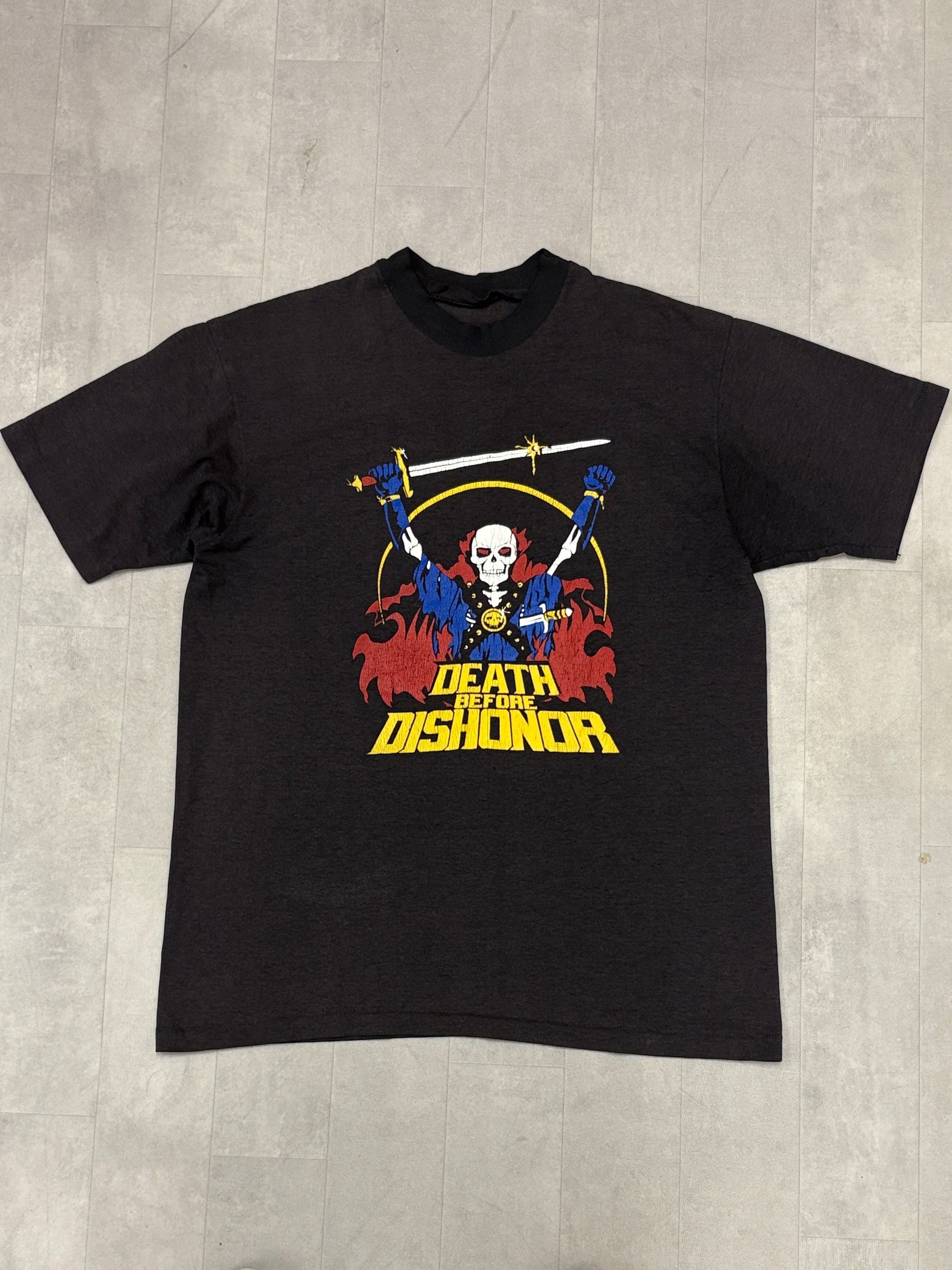 Vintage Death Before Dishonor 1987 Movie Promo Faded Black T-Shirt
